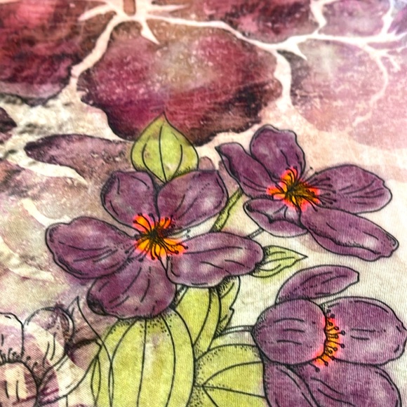 🔥HOT CHILLY🔥WINTER WEAR TURTLENECK W/ FLORAL DESIGN FRONT CREAM/LAVENDER MED EUC - Picture 6 of 8